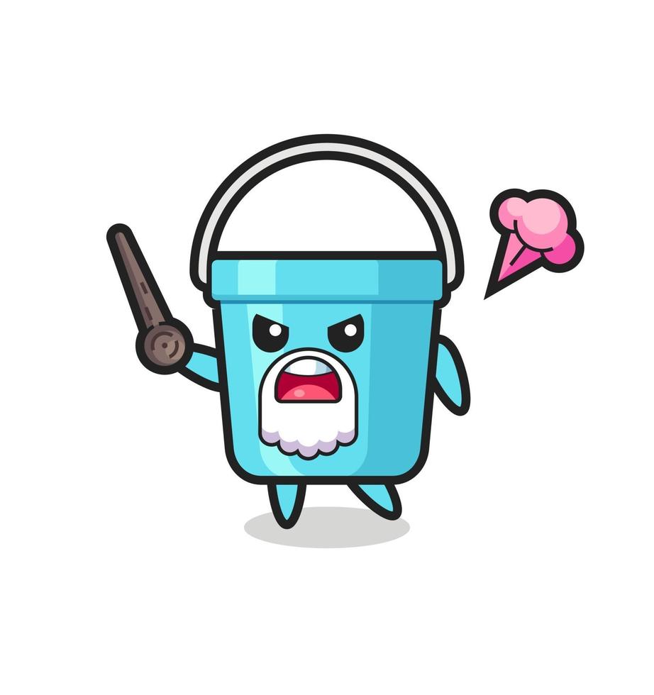 cute plastic bucket grandpa is getting angry vector
