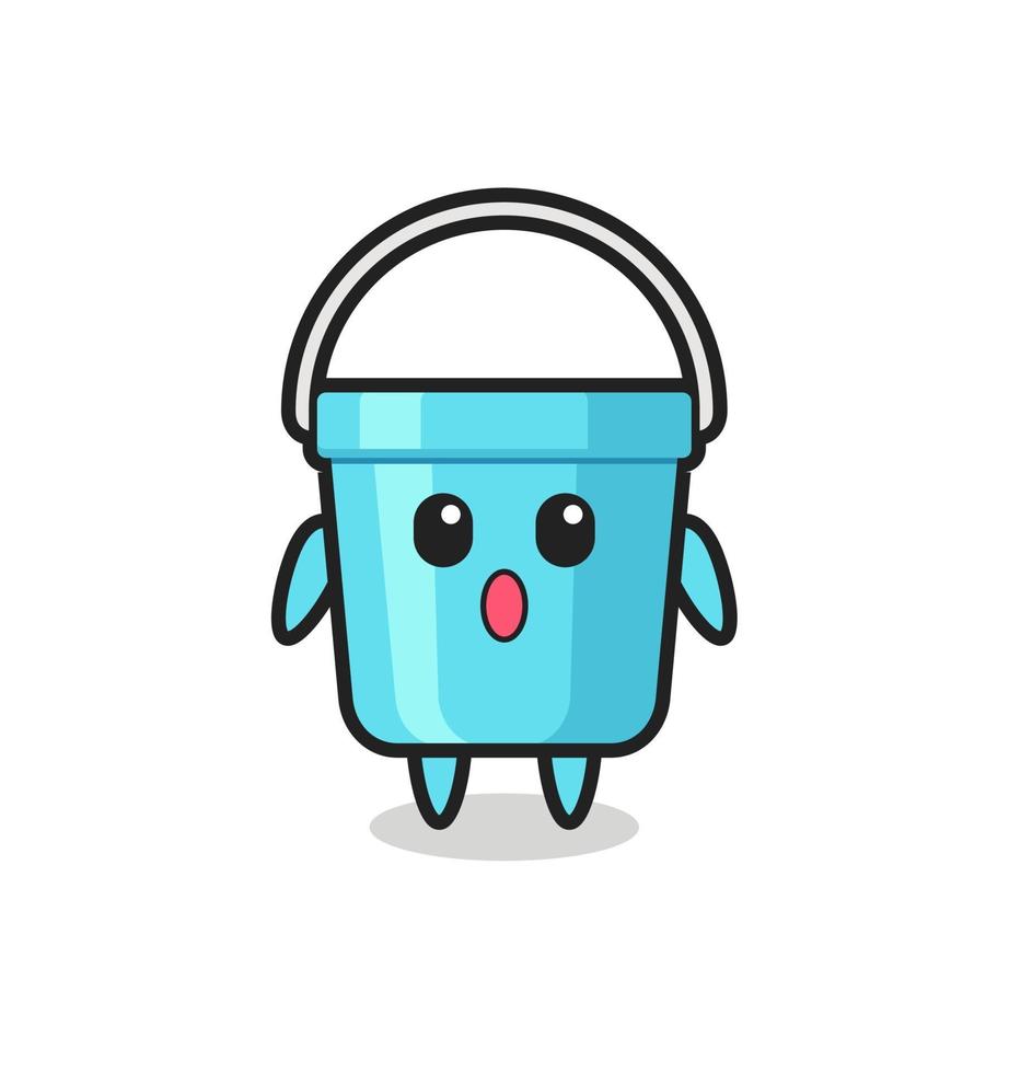 the amazed expression of the plastic bucket cartoon vector