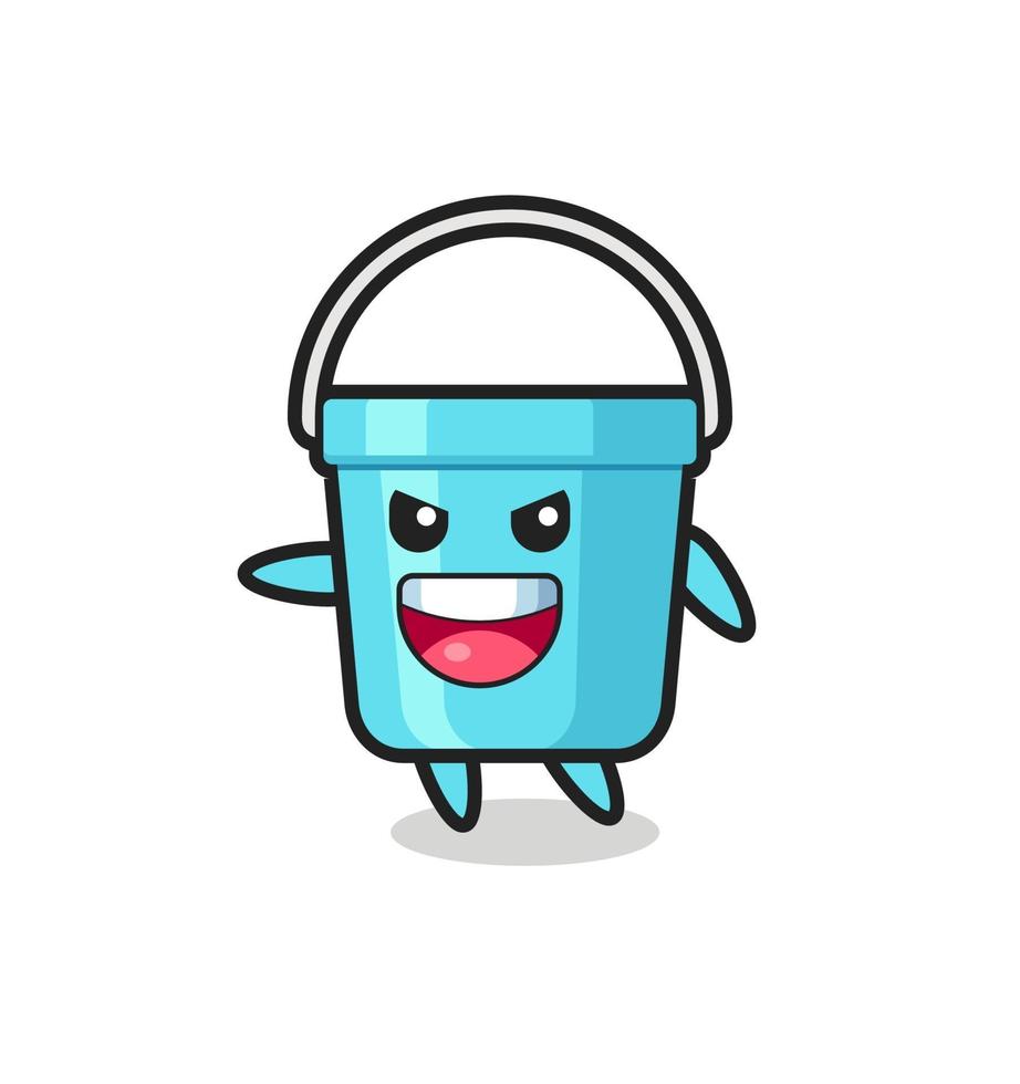 plastic bucket cartoon with very excited pose vector