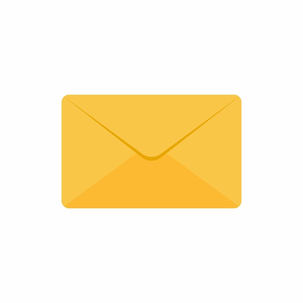 Closed golden yellow envelope icon sign flat design vector