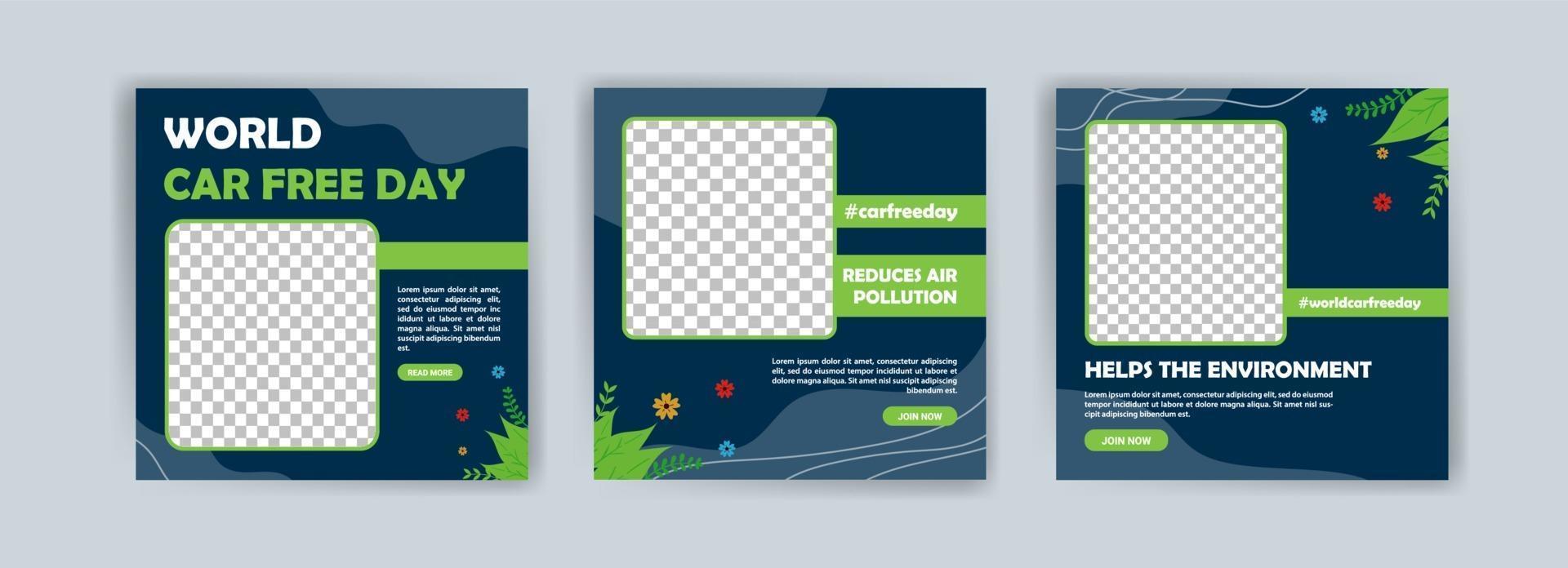 Social media post template for world car free day vector