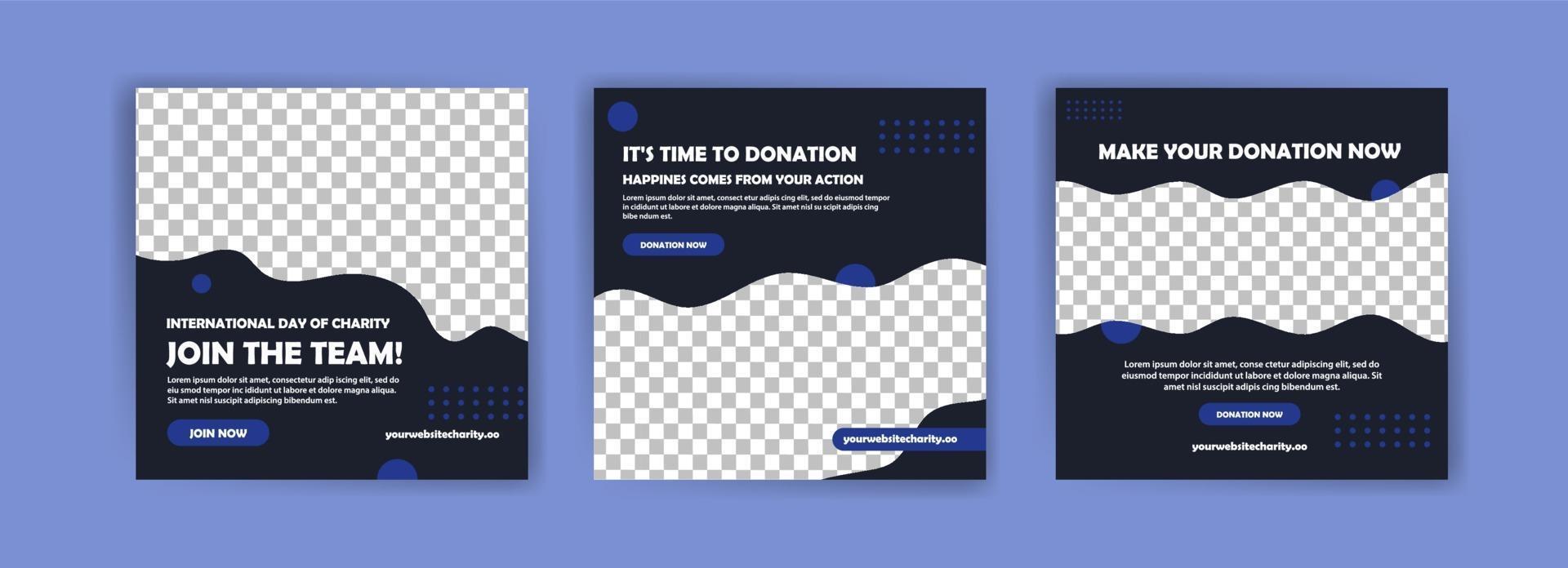 Social media post template for International Day of Charity campaign. vector