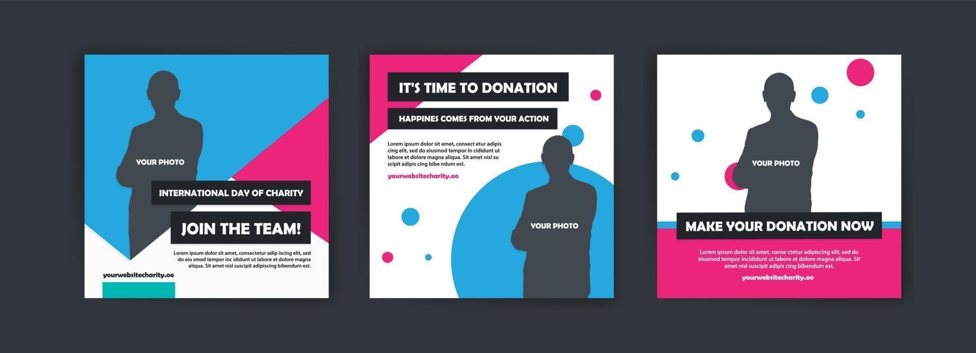 Social media post template for International Day of Charity campaign. vector