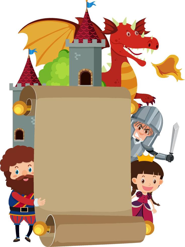 Paper roll template medieval theme vector