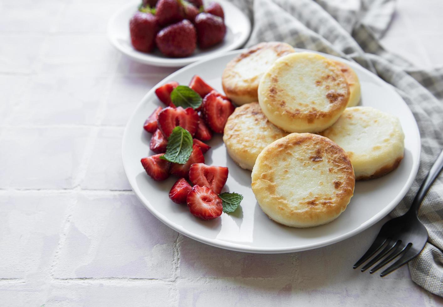 Cottage cheese pancakes, ricotta fritters photo