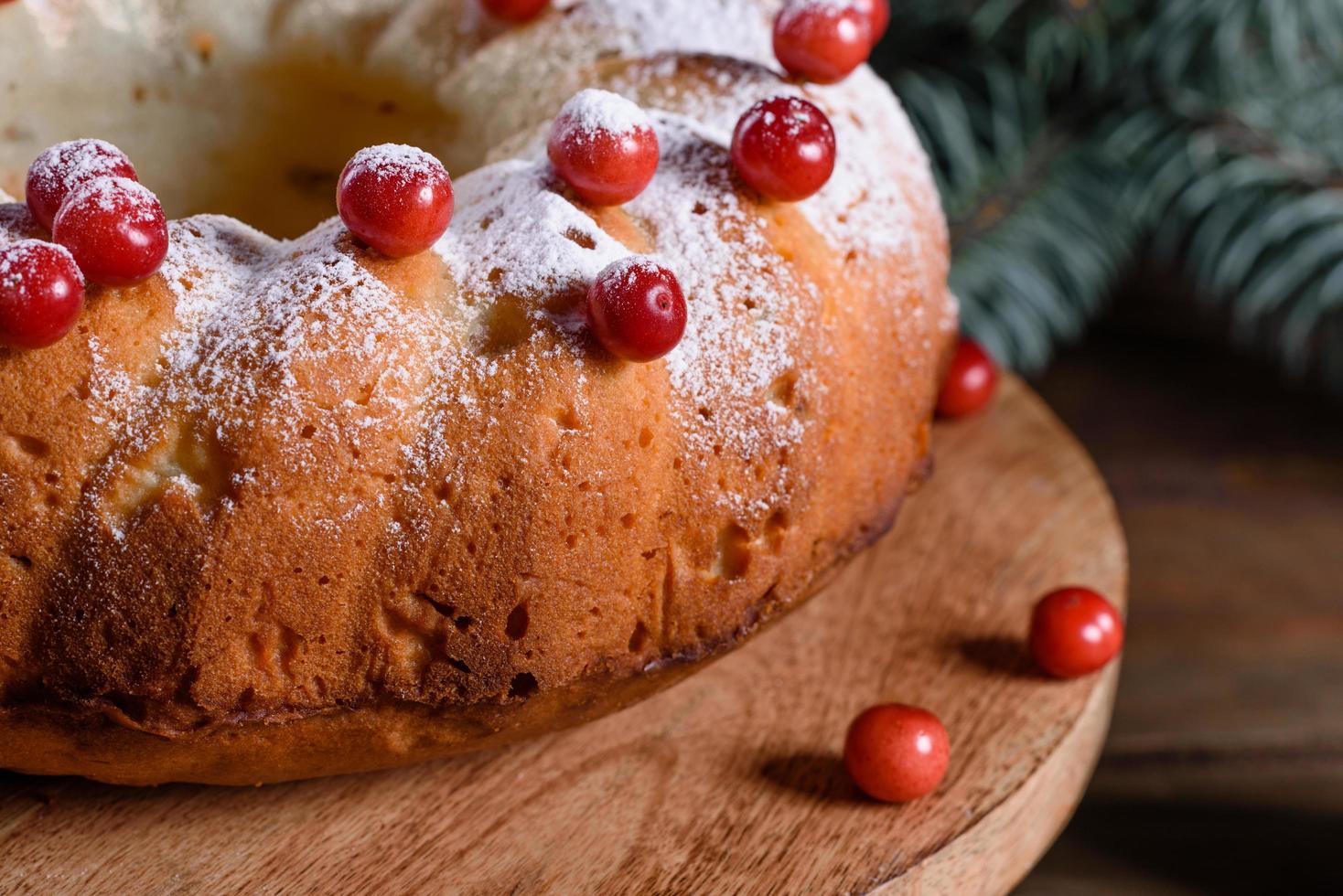 tarta tradicional de arándanos navideños foto