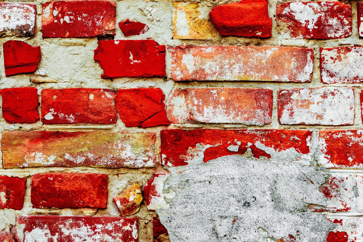 Textura de una pared de ladrillos con grietas y arañazos foto