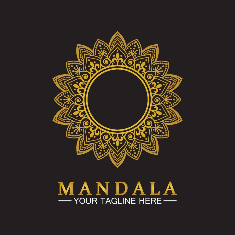 Diseño de ilustración de plantilla de logotipo de vector de mandala de flor de oro