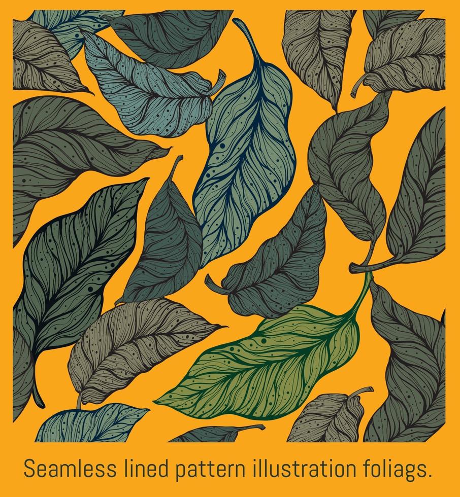 Seamless lined pattern illustration foliags. vector
