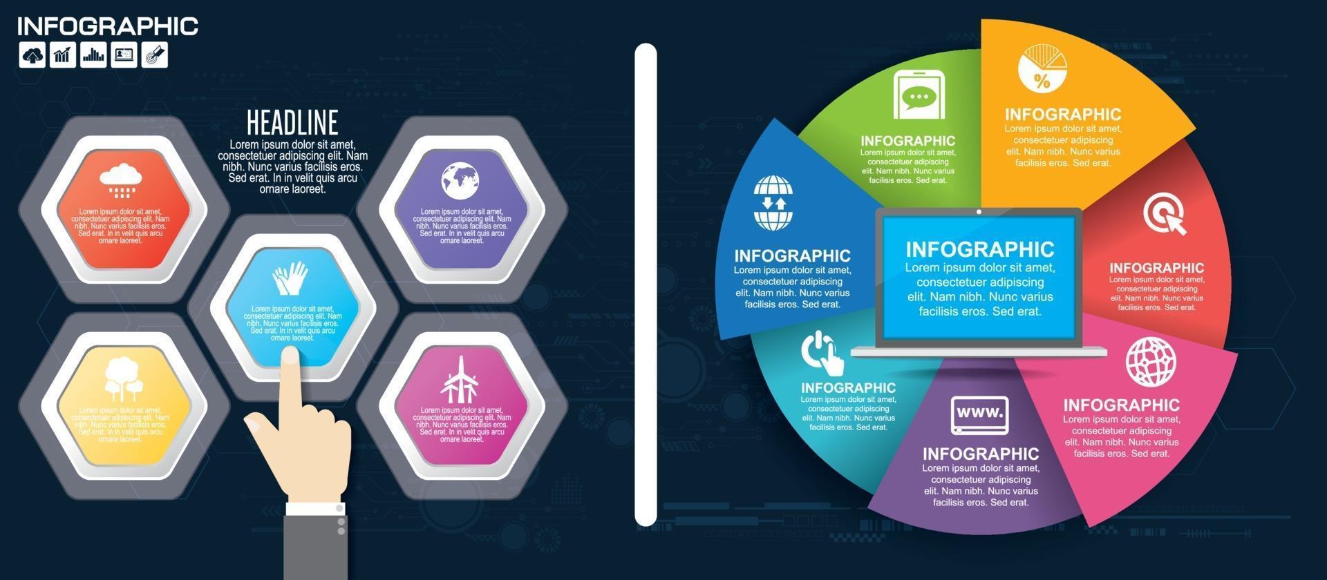 Infographics design vector and marketing icons