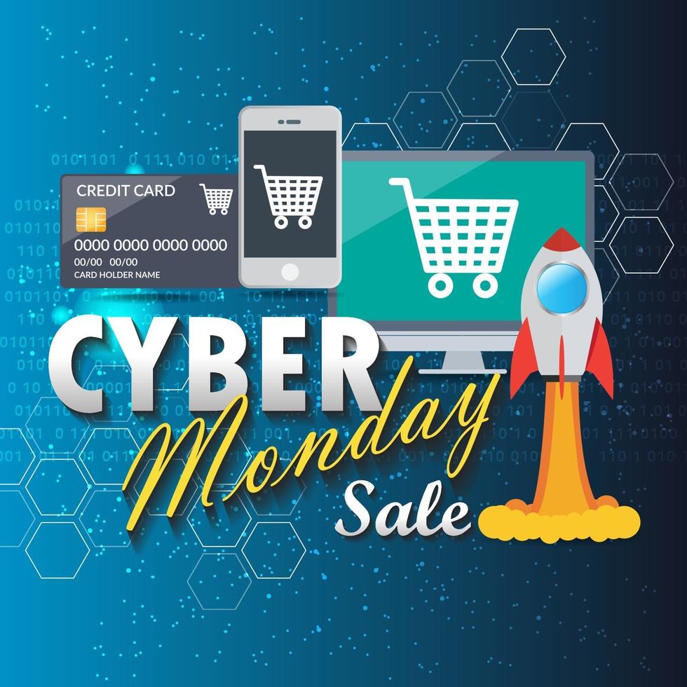 Cyber monday sale. Vector promotional banner