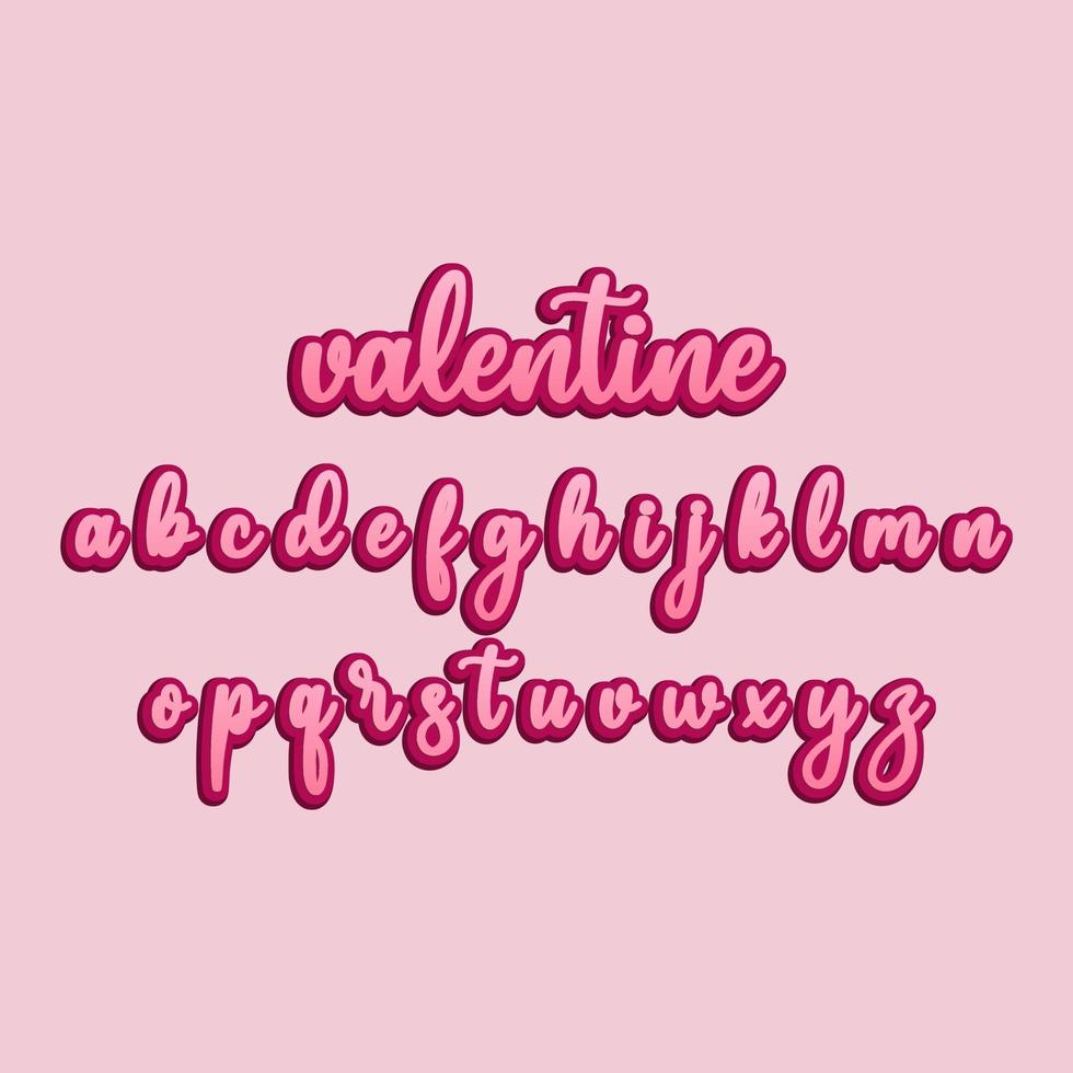 valentine font alphabet vector