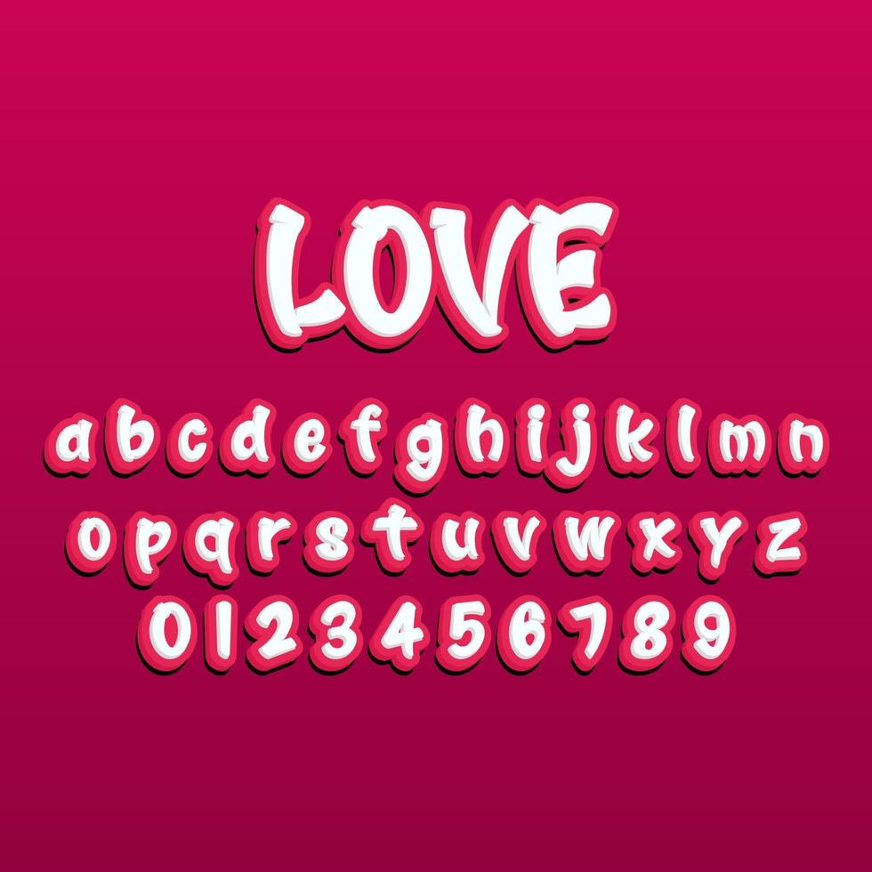 love font alphabet vector