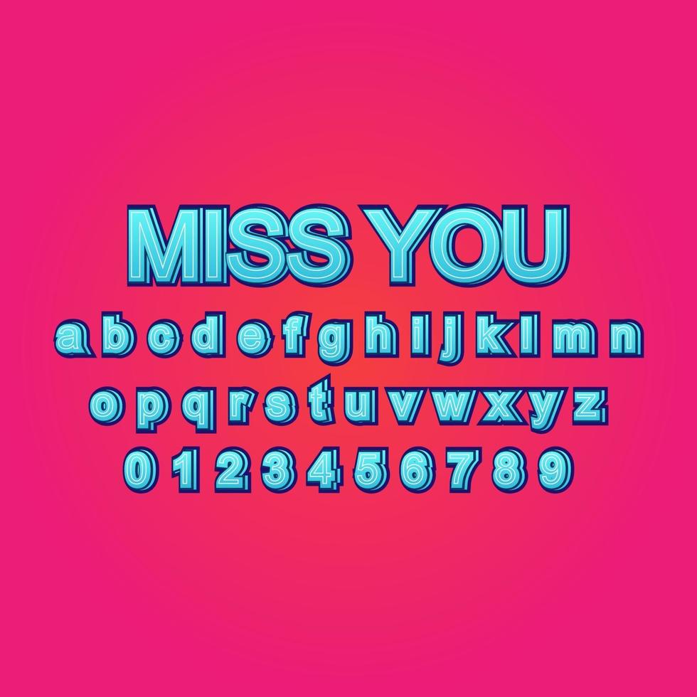 miss you font alphabet vector