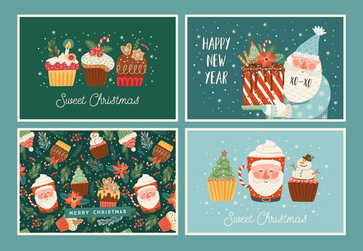 conjunto de ilustraciones de navidad y feliz año nuevo. diseño vectorial vector