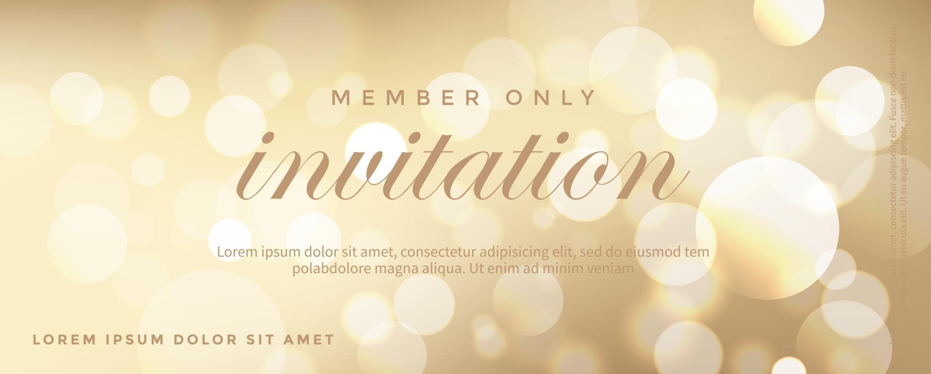 Luxury golden invitation card, Shiny bokeh card background vector