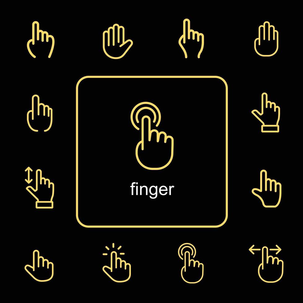 Hand Gesture of Various Shapes, Vector Icon