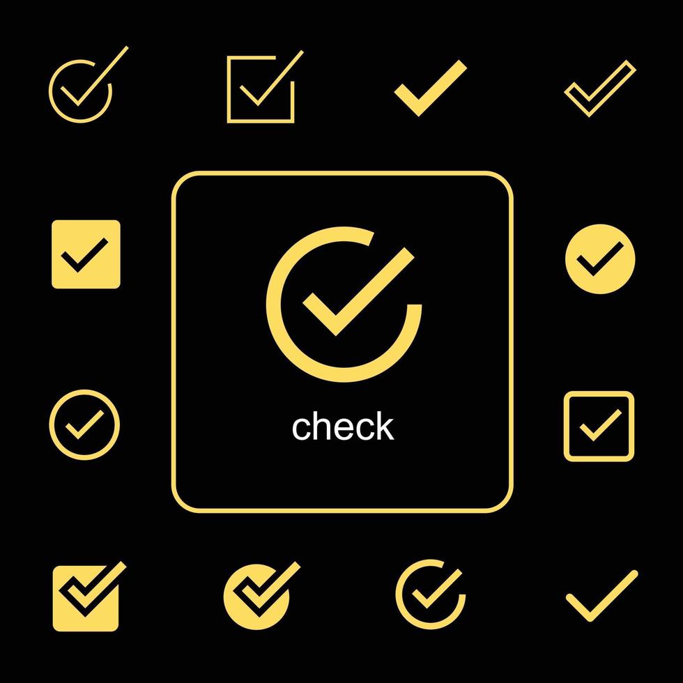 varios iconos de marca de verificación simple, iconos vectoriales vector