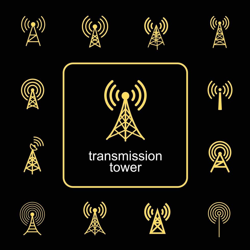 Transmission tower, communication tower, vector icon