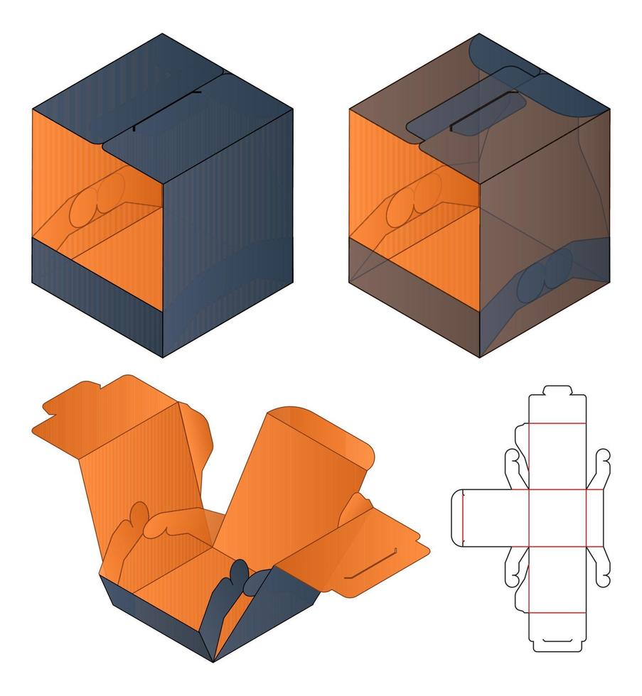 Box packaging die cut template design. 3d mock-up vector