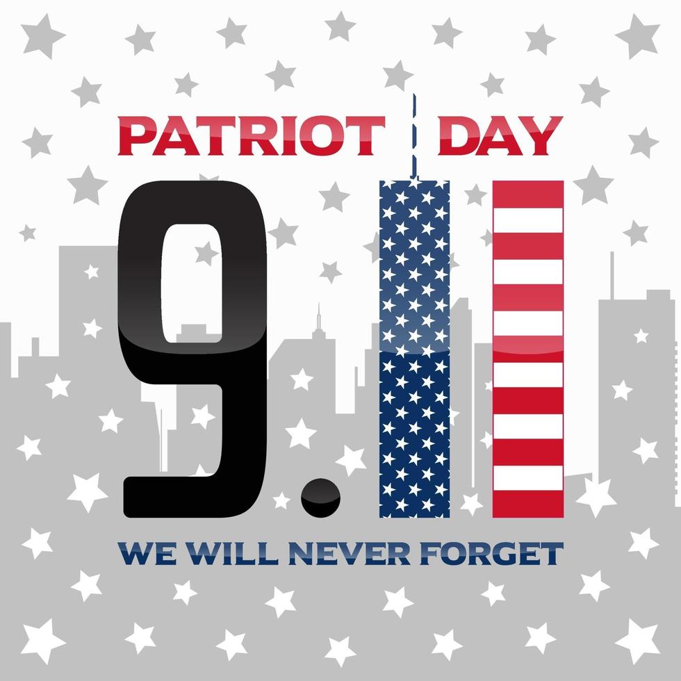 Patriot day background design with twin tower illustration vector