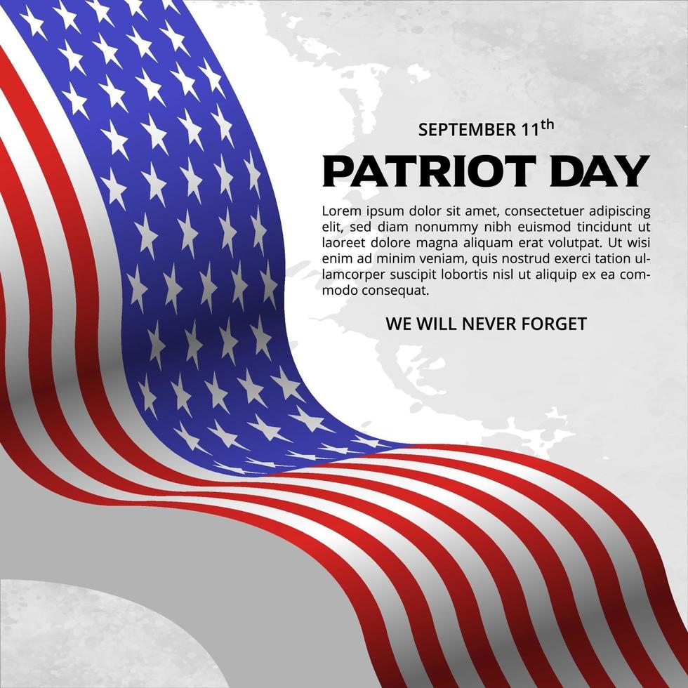 Patriot day background design with waving flag vector