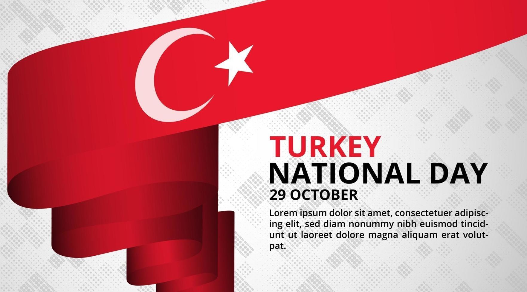 Happy Turkey national day background with long waving flag vector