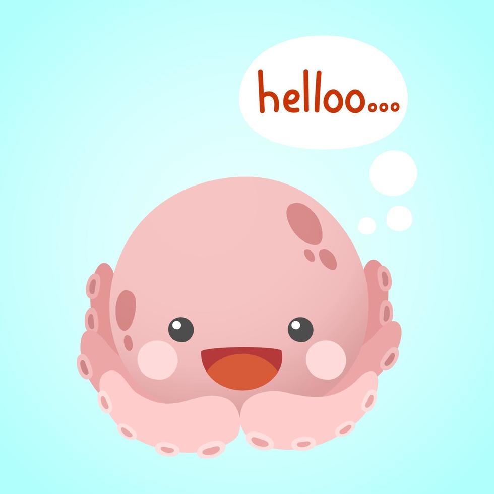Cute Cartoon Chubby Octopus Character vector