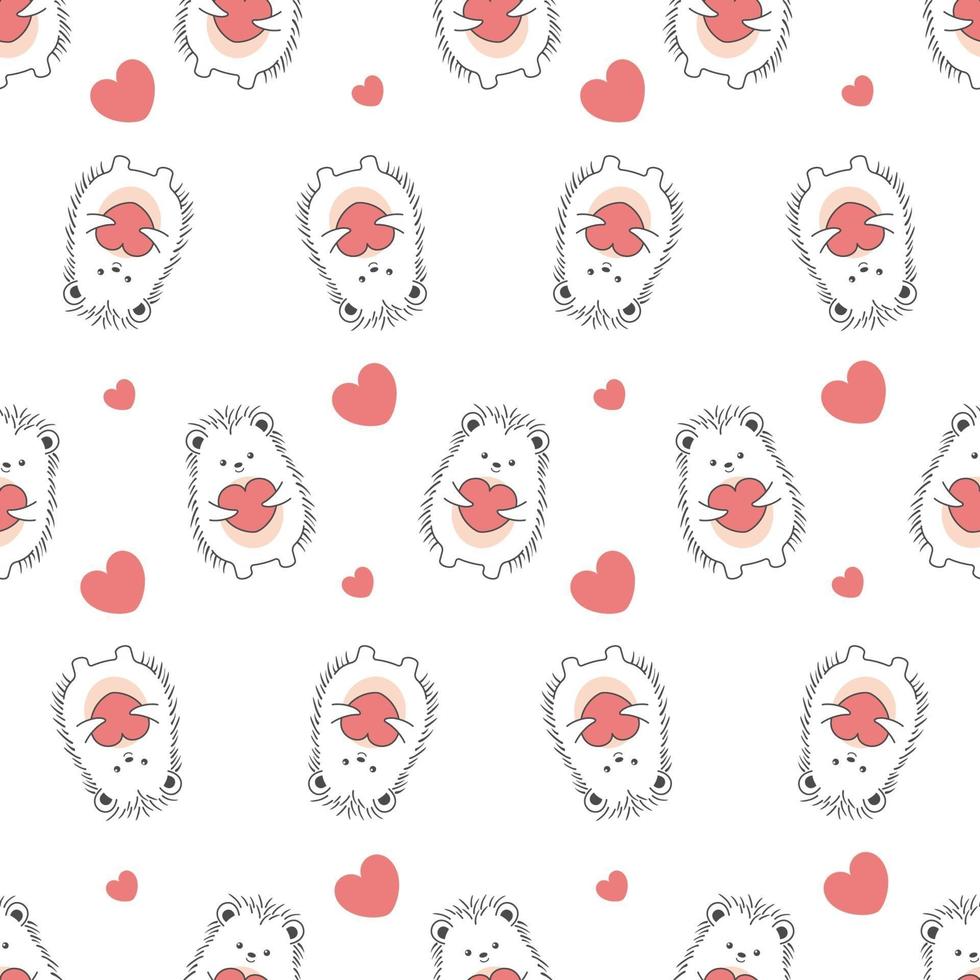 Cute Kawaii Hedgehog Cartoon Character Seamless Pattern vector