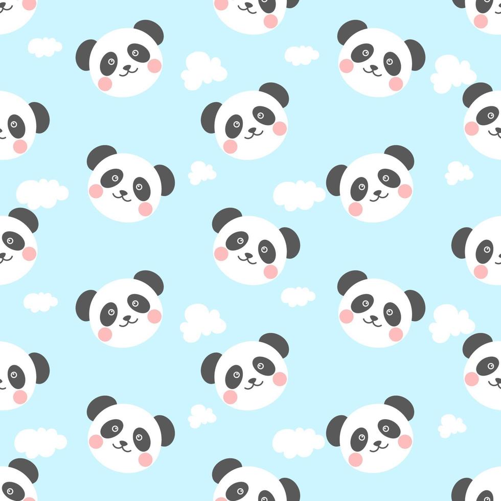 Cute And Kawaii Panda And Cloud Seamless Pattern vector