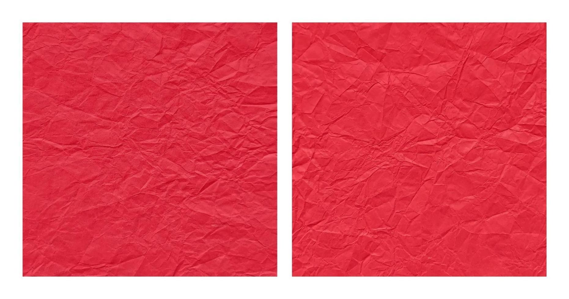 Realistic crumpled red paper texture background set vector