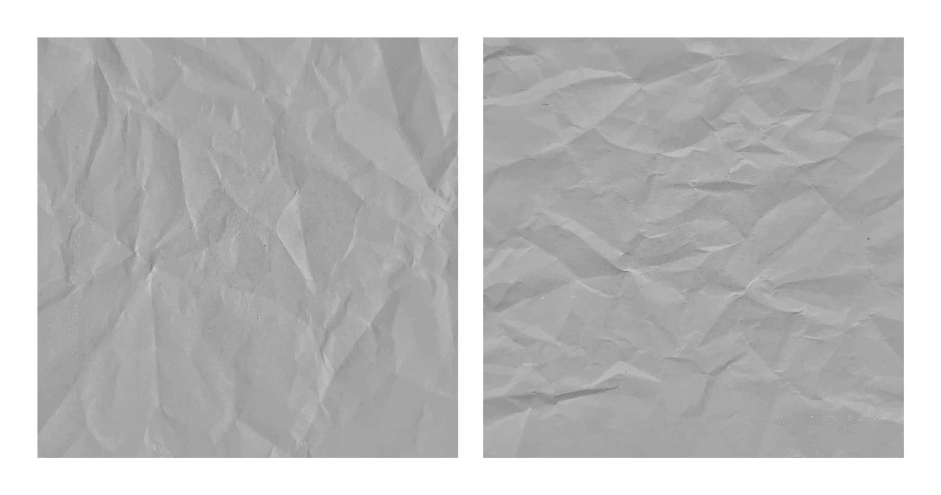 Realistic crumpled gray paper texture background set vector