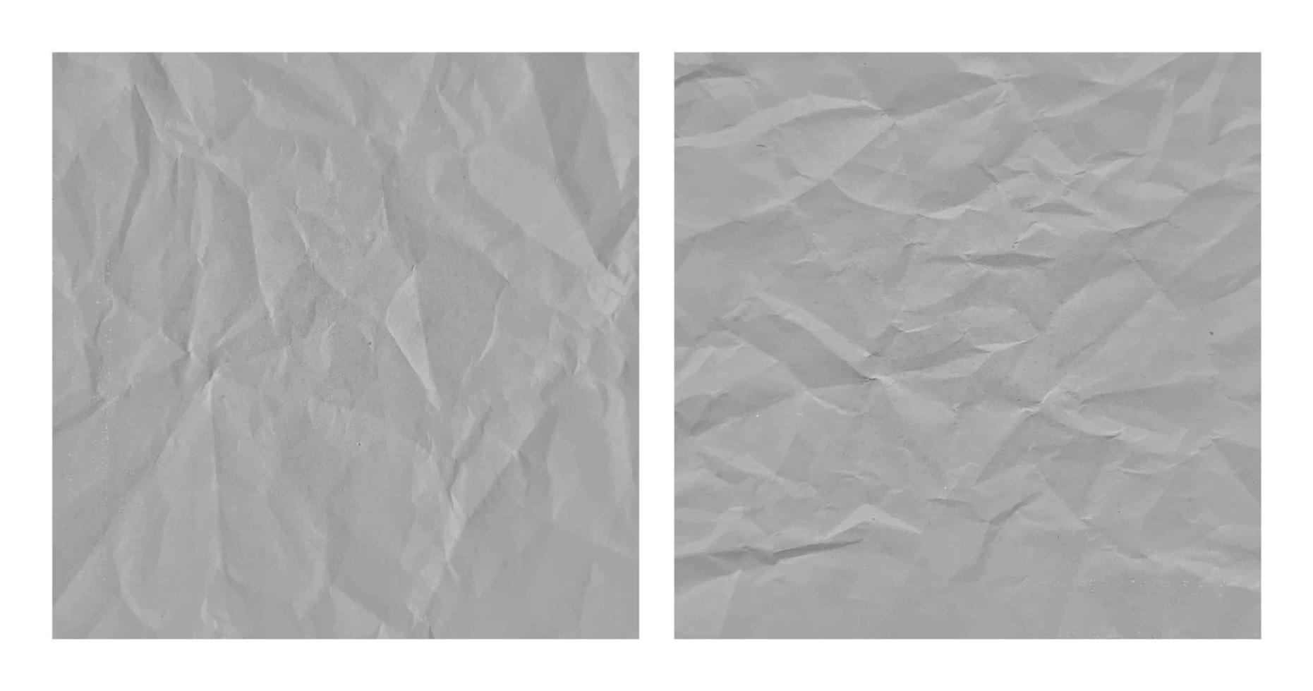 Realistic crumpled gray paper texture background set vector