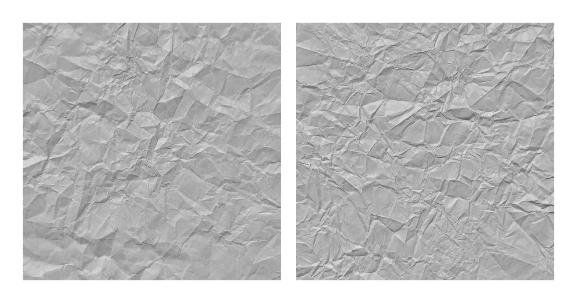 Realistic crumpled gray paper texture background set vector