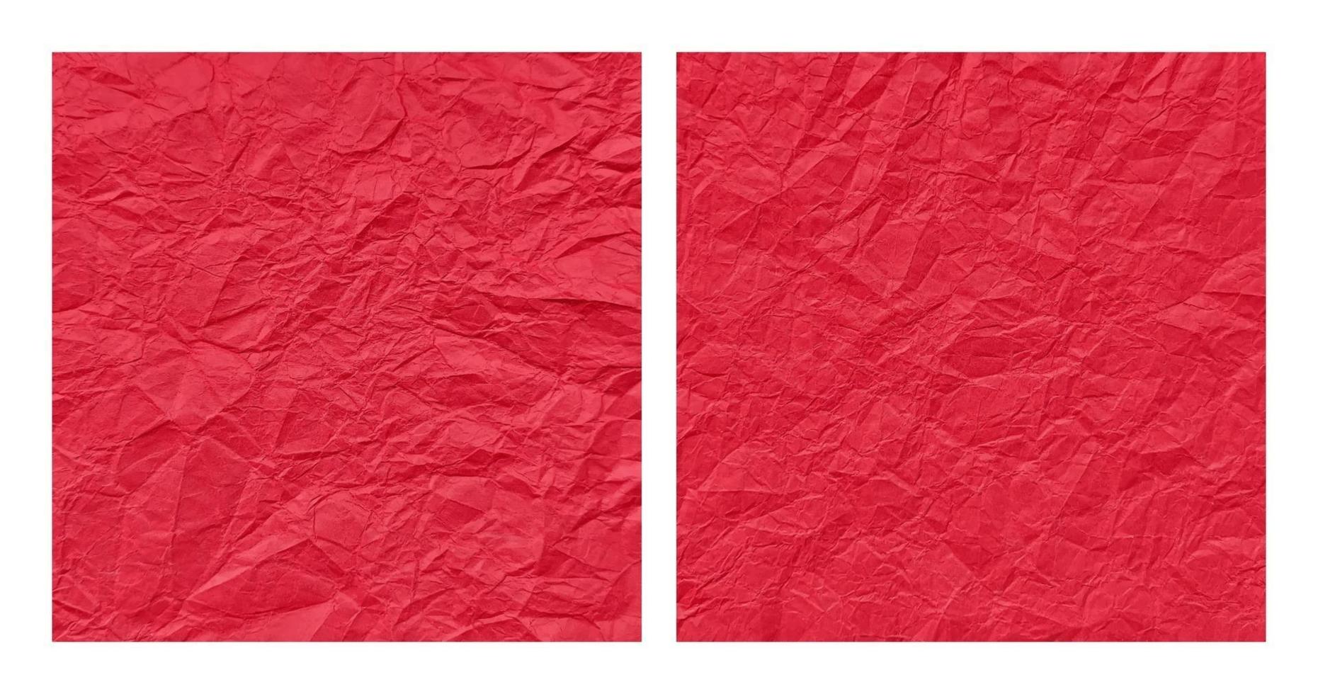 Realistic crumpled red paper texture background set vector