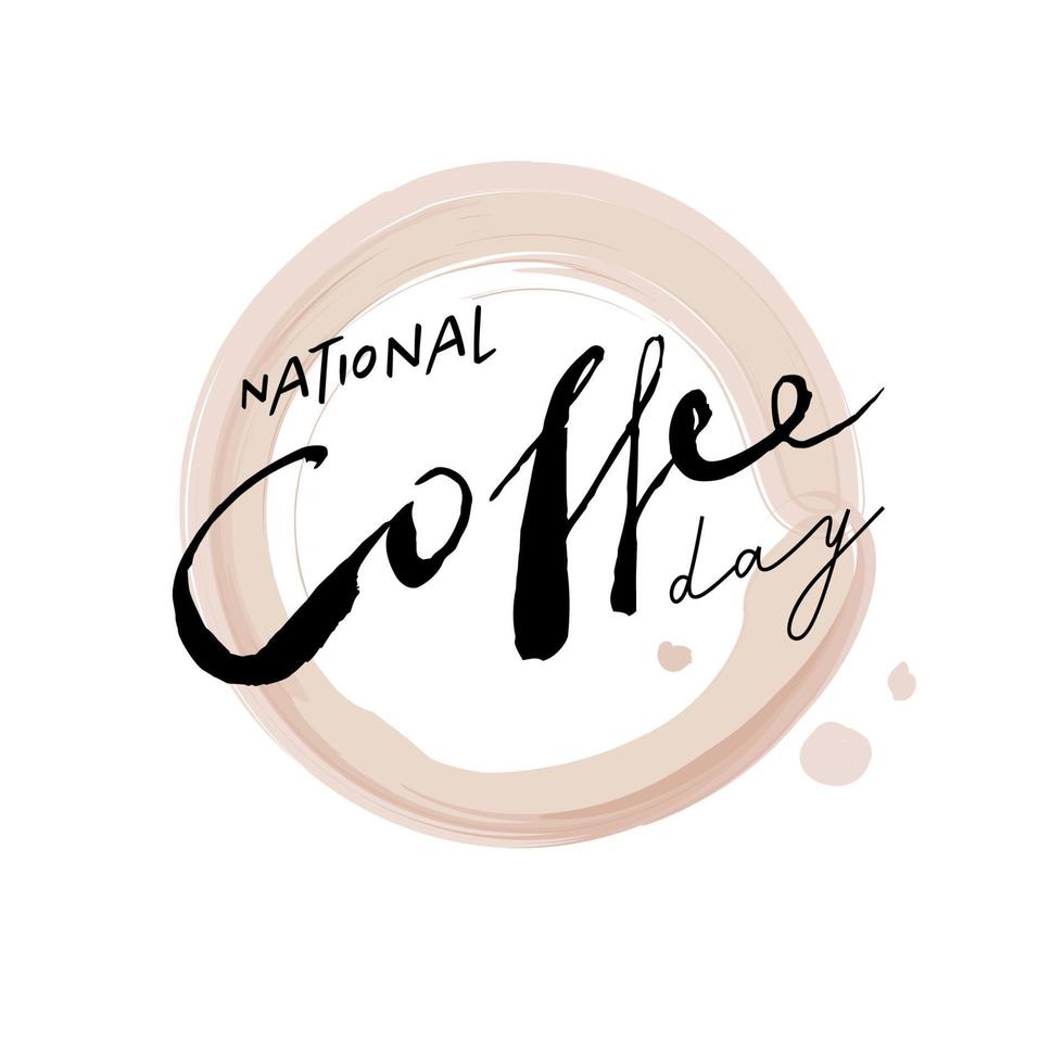 National Coffee Day. Hand drawn vector logotype.