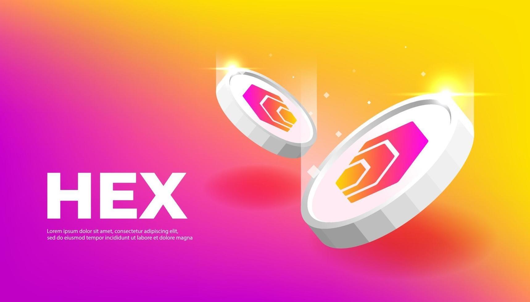 HEX coin banner. HEX coin cryptocurrency concept banner background. vector