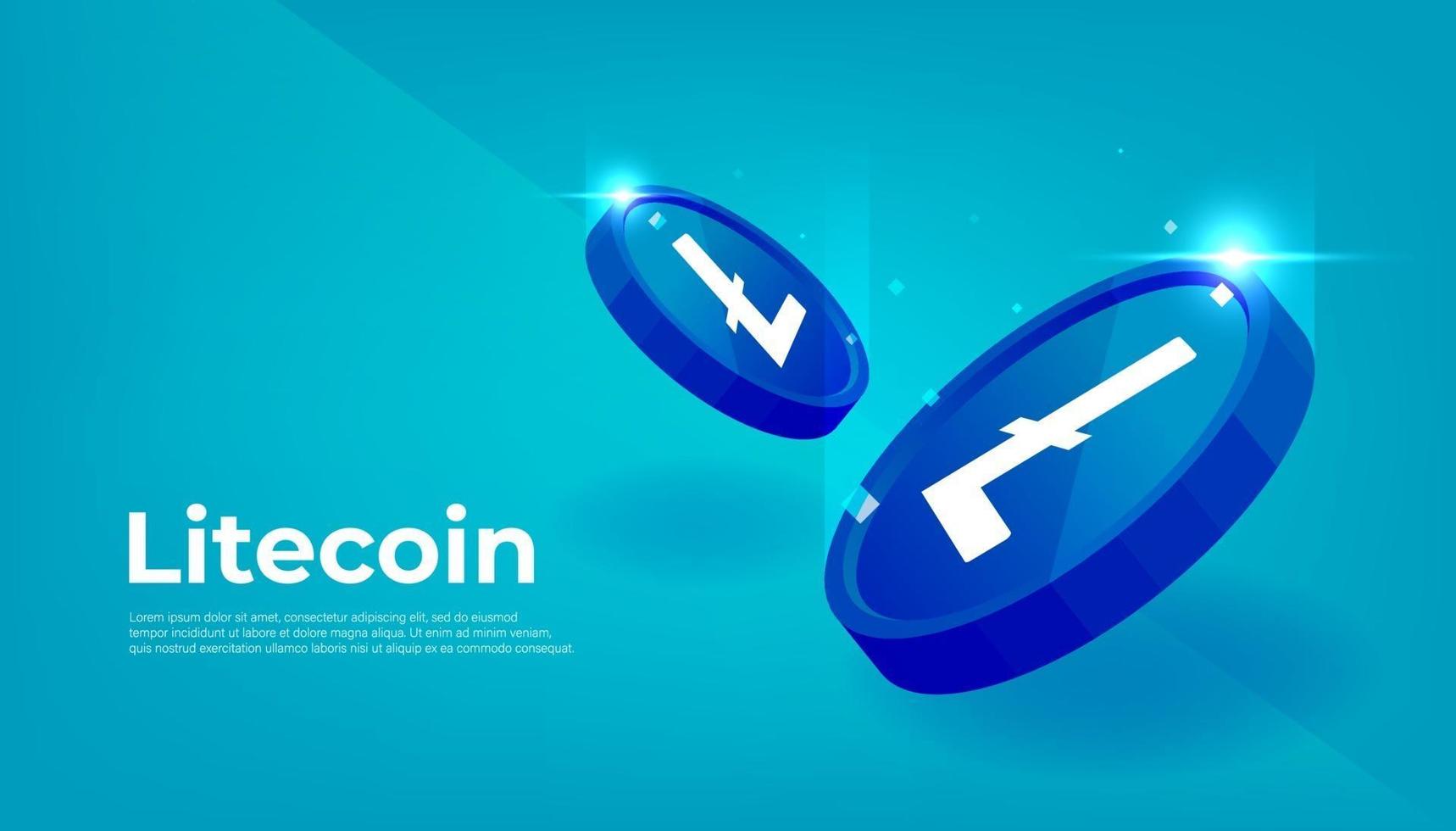 banner de litecoin ltc. Concepto de criptomoneda de moneda ltc. vector