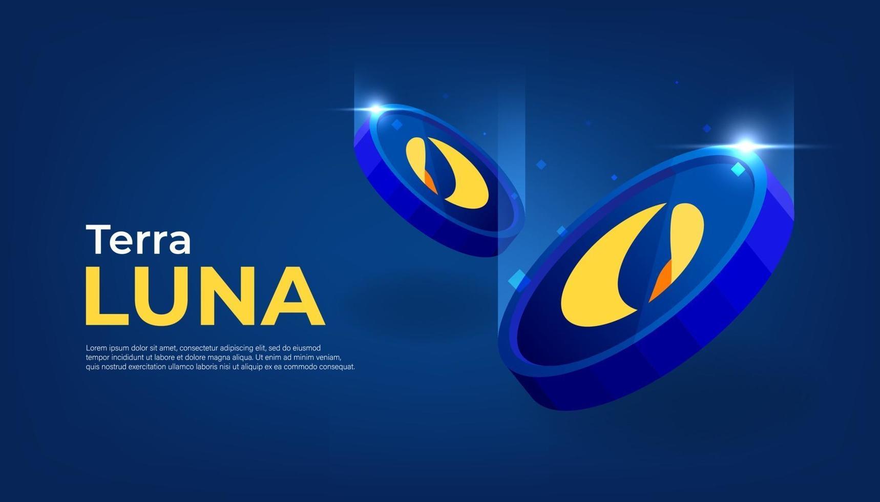 banner de terra luna. Fondo de banner de concepto de criptomoneda de moneda de luna. vector