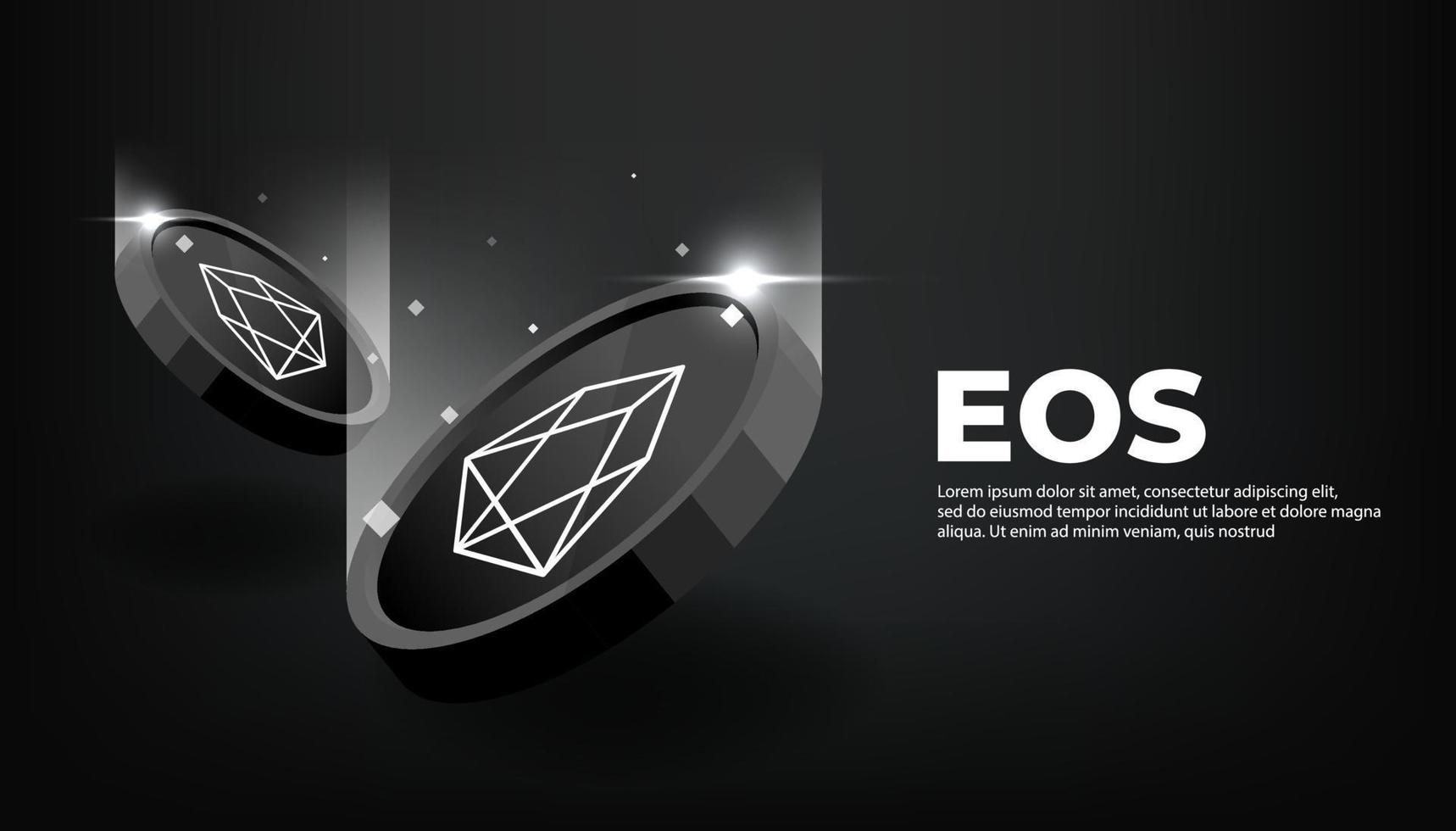 EOS coin cryptocurrency concept banner background. vector