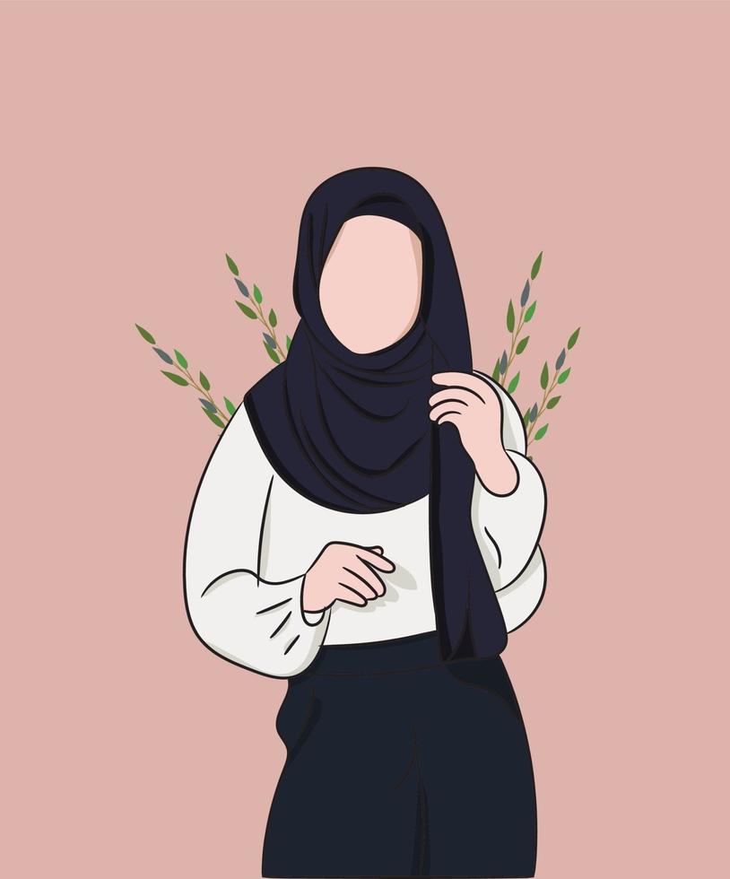 niña musulmana con ilustración de vector de hijab