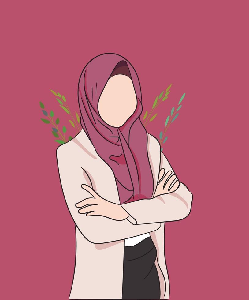 Muslim hijab girl vector illustration