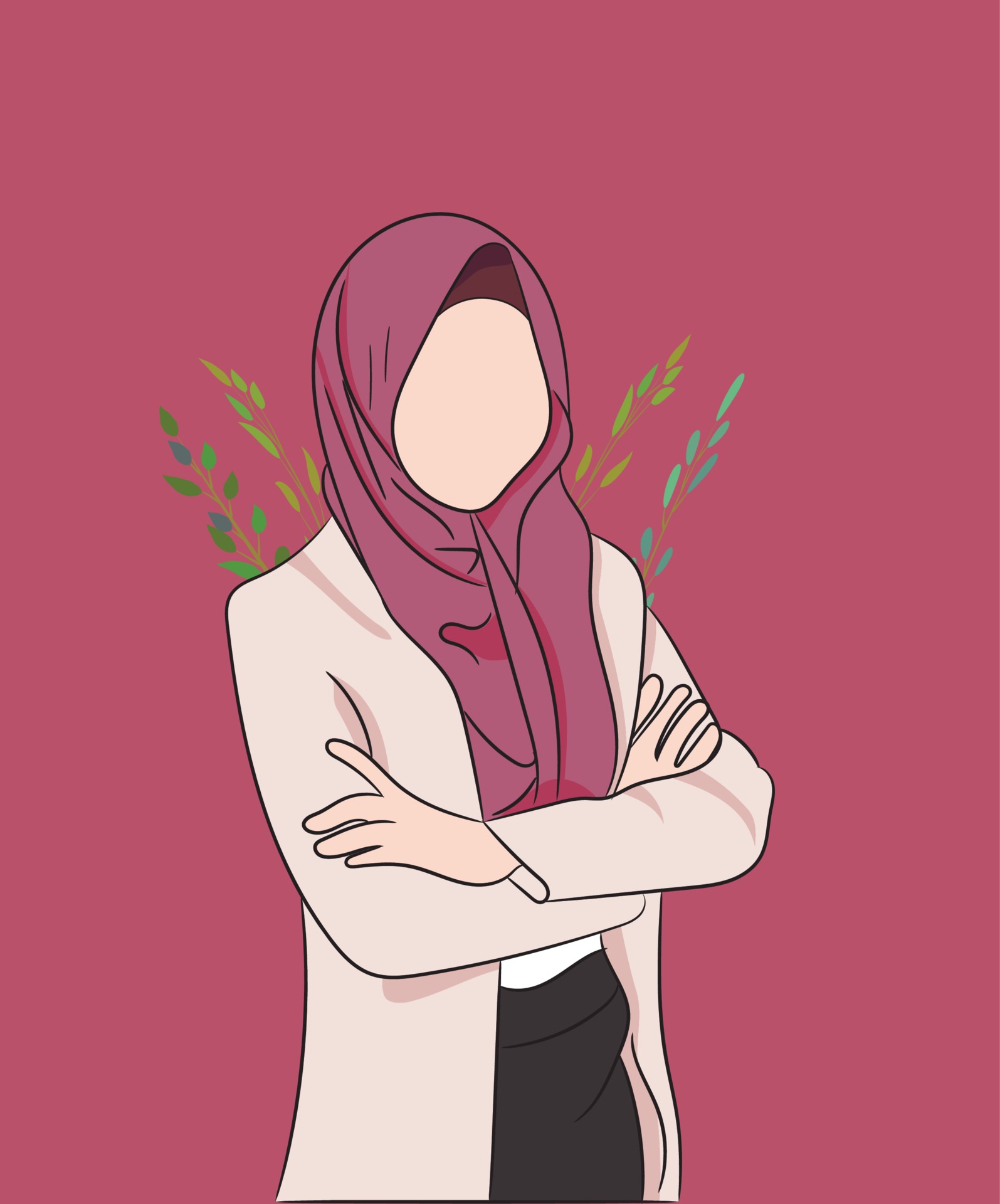 Premium Vector  Young muslim woman wearing hijab taking selfie aesthetic  profile pink background