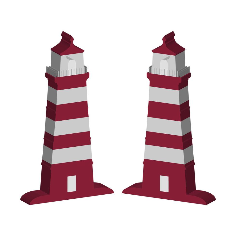 Lighthouse Illustrated On White Background vector