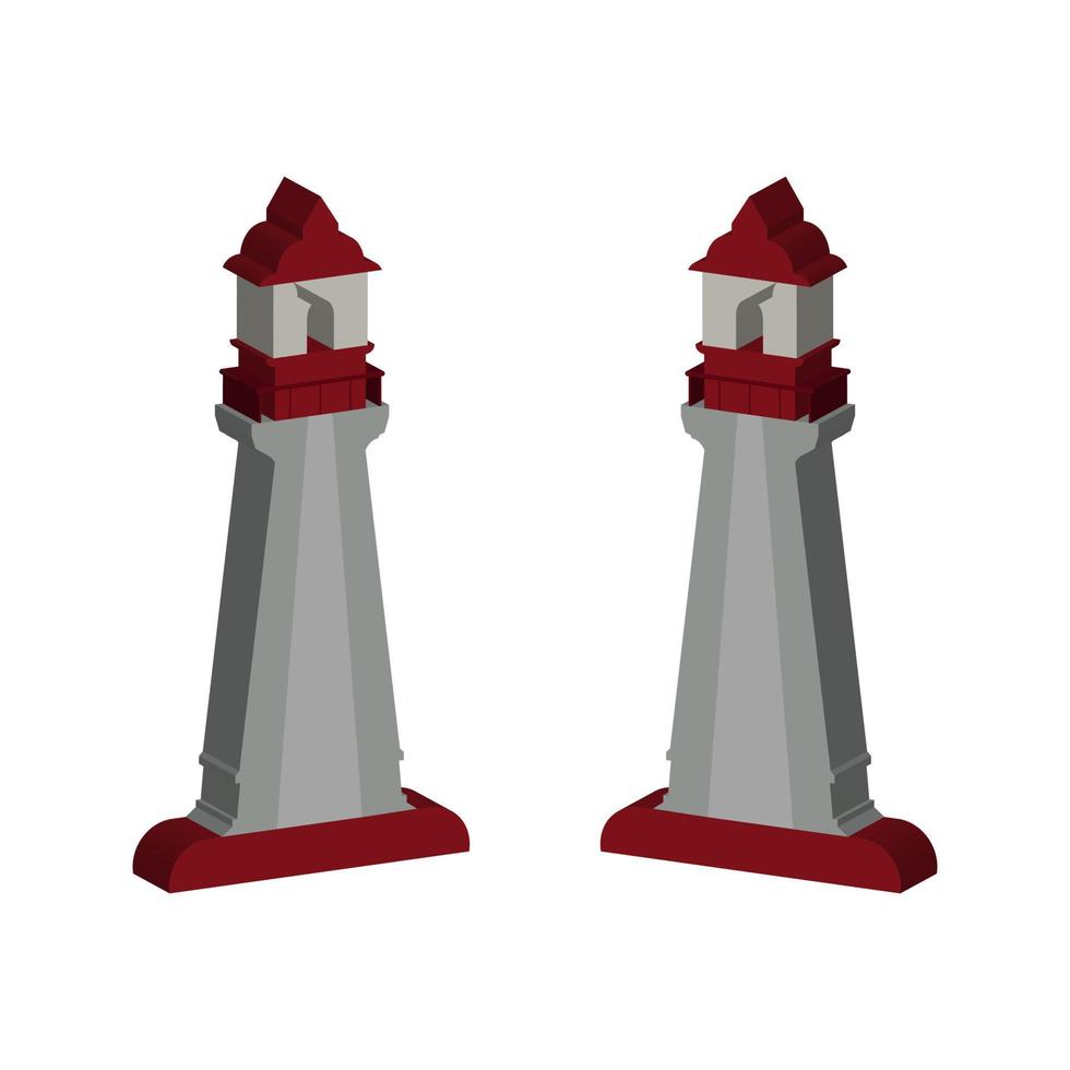 Lighthouse Illustrated On White Background vector