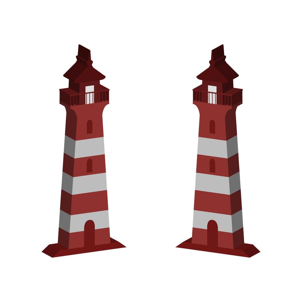 Lighthouse Illustrated On White Background vector