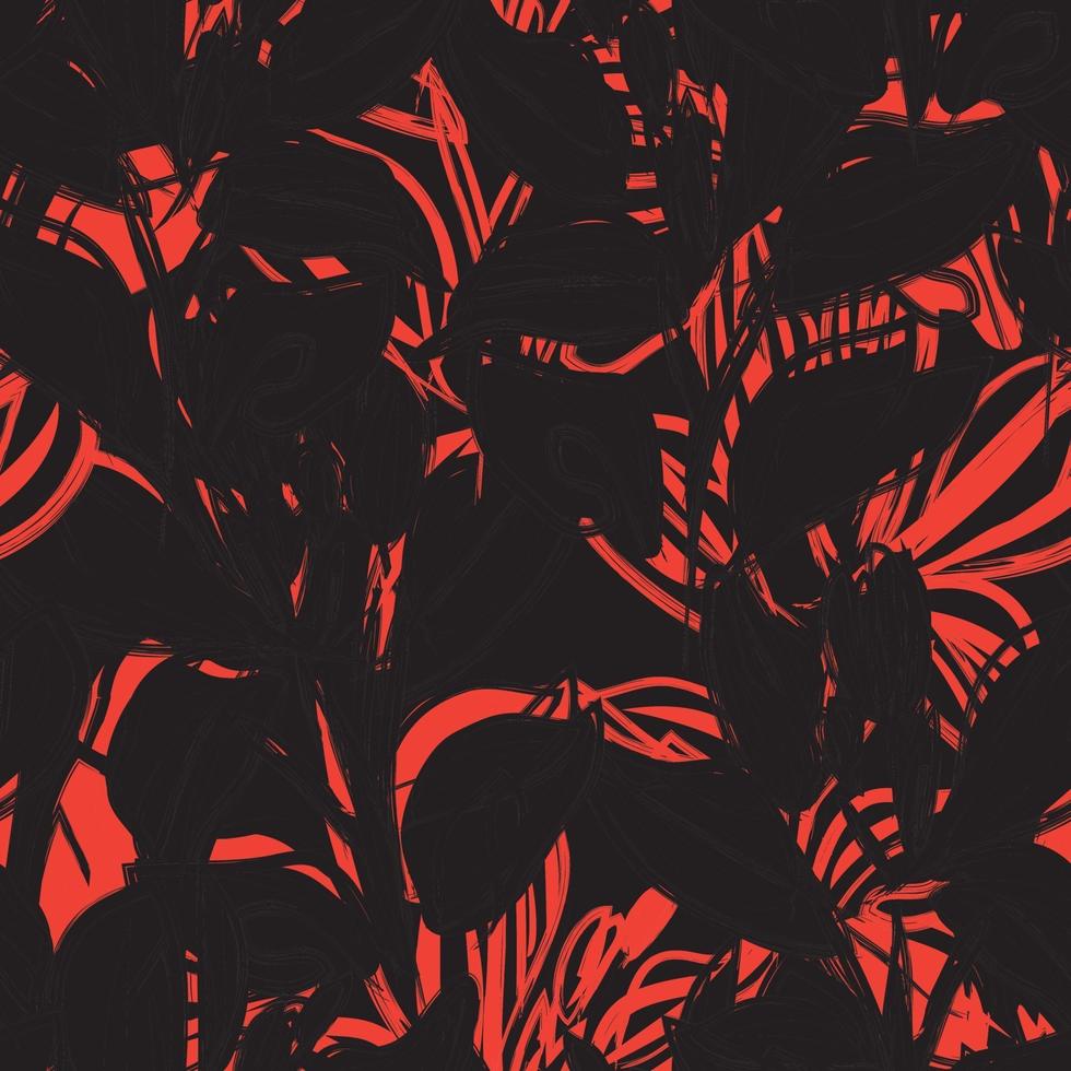 Orange Floral Brush strokes Seamless Pattern Background vector