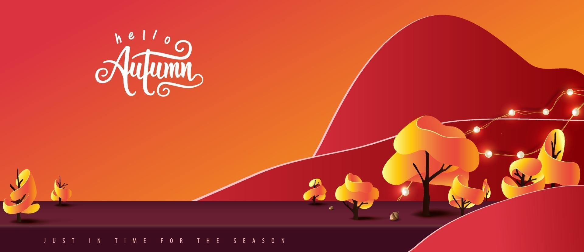 Autumn banner background with autumn landscape vector