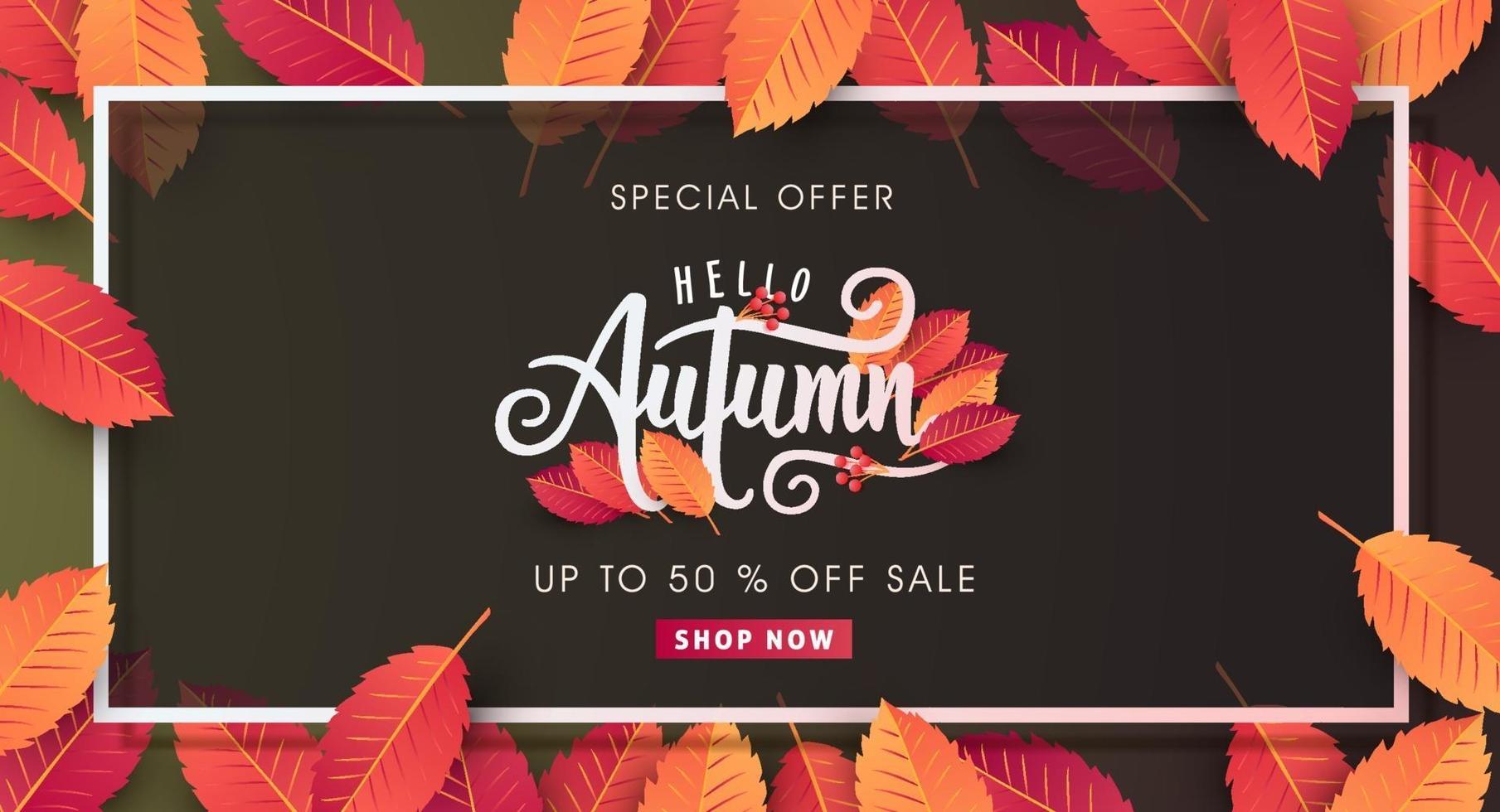 Autumn sale poster banner template vector