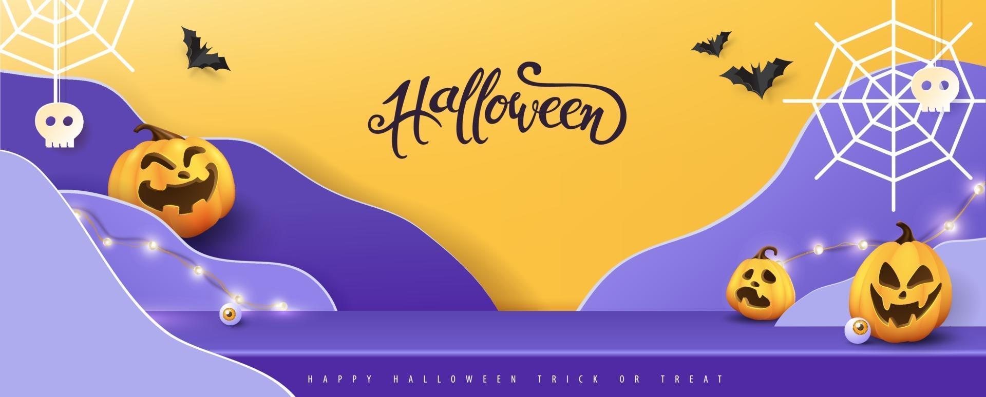 Happy Halloween banner Studio table room product display vector